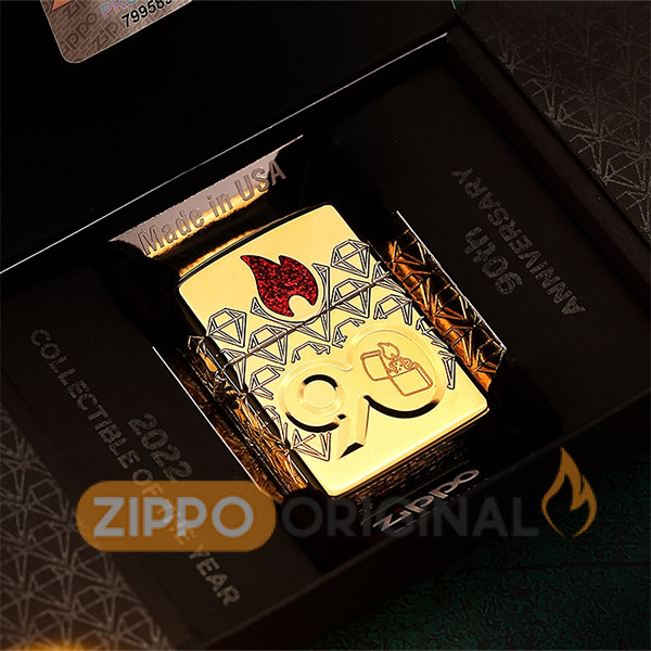 زیپو لیمیتد اصل طلایی کد 49866 (90 سالگی zippo)