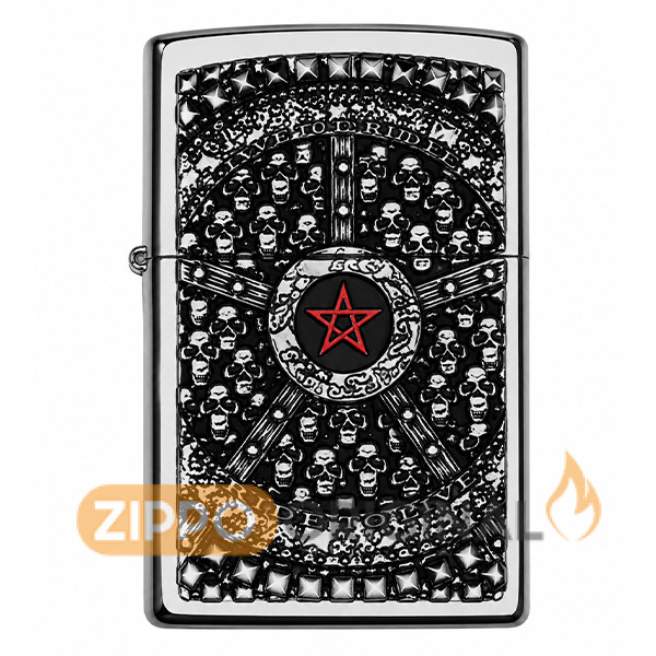زیپو اصل کد 2005043 Skull Pentagram