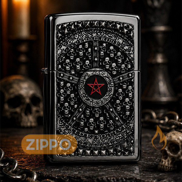 زیپو اصل کد 2005043 Skull Pentagram