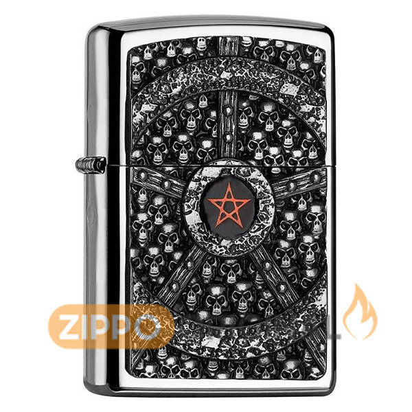 زیپو اصل کد 2005043 Skull Pentagram