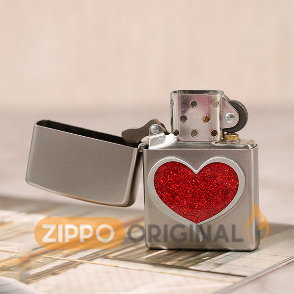 زیپو اصل کد 29410 – Glitter Heart