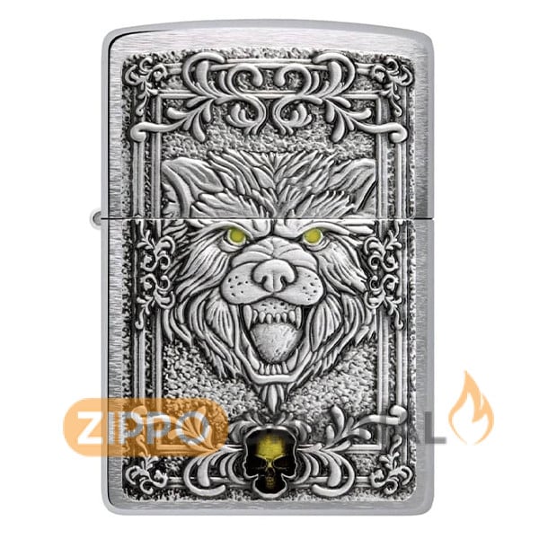 زیپو اصل کد 48690 Wolf Emblem-گرگ