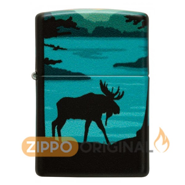 زیپو اصل کد 49481 طرح گوزن Moose Landscape
