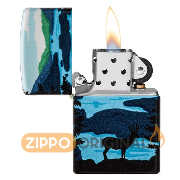 زیپو اصل کد 49483 طرح منظره گوزن Deer Landscape