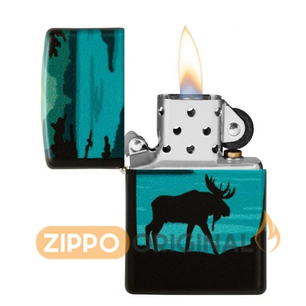 زیپو اصل کد 49481 طرح گوزن Moose Landscape
