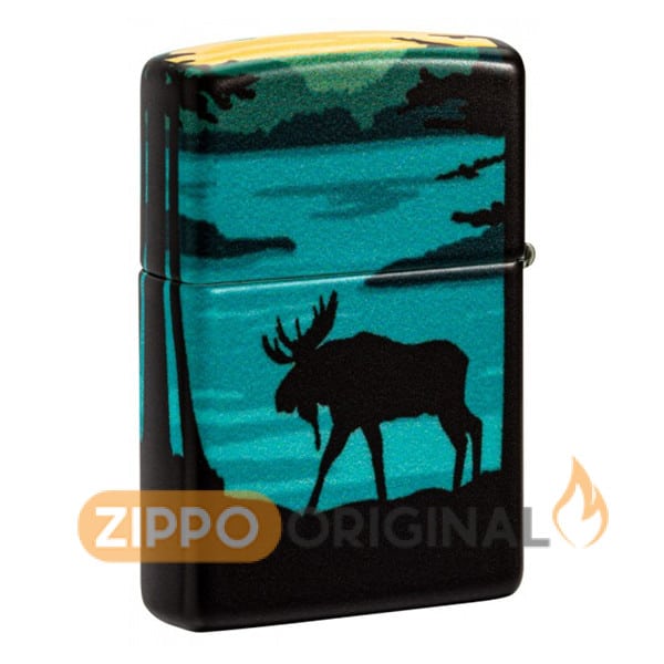 زیپو اصل کد 49481 طرح گوزن Moose Landscape