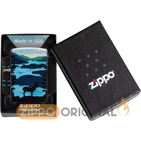 زیپو اصل کد 49483 طرح منظره گوزن Deer Landscape