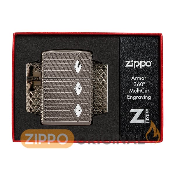 زیپو اصل کد 46316 Diamond Pattern Armor® Black Ice